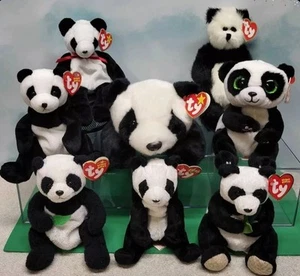 🐼 Menge 8 TY PANDA Mützen/Kumpels/Gummis/Dachbodenschätze - MWMT'S - Bild 1 von 4