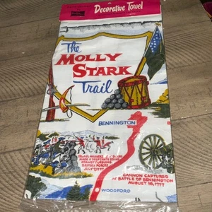 Vtg KayDee Hand Prints Decorative Linen THE MOLLY STARK TRAIL Kitchen Towel NOS - Picture 1 of 3