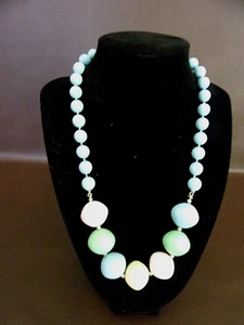 Colorful Beaded Necklace With Light Blue Or Aqua Colored Beads - Picture 1 of 3