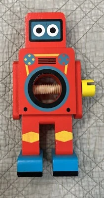 Retro Wooden Small Red Robot Nut Cracker Twist Key By Suck UK - Image 1 of 4
