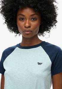 Superdry Women’s Size 4 Essential Logo Slub Retro T-Shirt Winter Sky Blue Navy - Picture 1 of 8