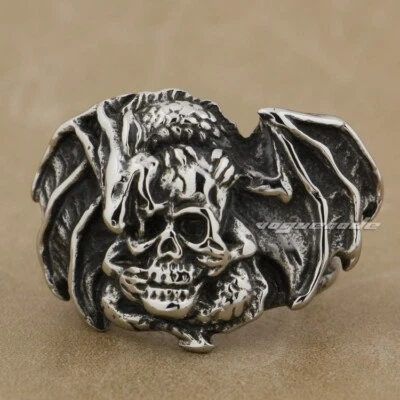 Из нержавеющей стали огромный дракон череп кольцо мотоциклиста готический панк ювелирных изделий AF02D BZ - Изображение 1 из 4