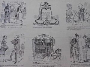 Karikatur 19. Jh. mit 12 Vignetten 1 Tintenmodell für Journalisten - Bild 1 von 2