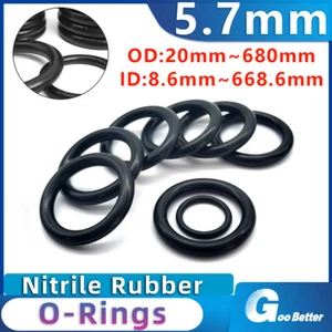 Metric Nitrile Rubber NBR O Ring Seals 5.7mm Cross Section 20-680mm O-Rings Seal - Picture 1 of 15