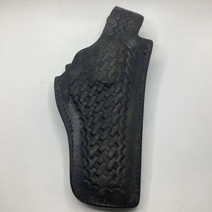 Vintage SAFARILAND LEATHER BASKETWEAVE THUMB BREAK BELT HOLSTER for COLT #29 - Picture 1 of 8