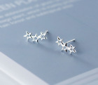 Solid 925 Sterling Silver Simple Hollow Stars Stud Earrings Gift Jewellery