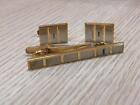 Yves Saint Laurent authentic tie pin cufflink set gold color brand logo with box