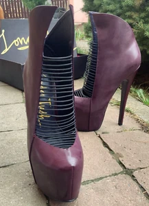 ZIGI LONDON TRASH CRIME PATENT LEATHER BANDED WING STRAPPY WEDGE BOOTIE 6.5 US - Picture 1 of 8