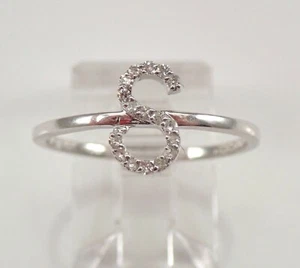 White Gold Diamond INITIAL Ring Personaloze Best Friend Gift Graduation Sweet 16 - Picture 1 of 4
