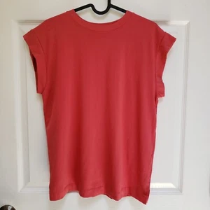 A New Day Coral Red Supima Cotton Crew Neck Short Sleeve Shirt Womens Size XS - Picture 1 of 5
