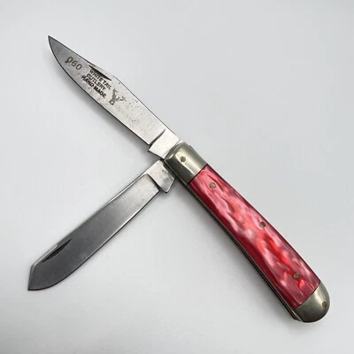 Whitetail-Cutlery-Co.-Rojo-Mango-Hecho a mano-Bolsillo-Cuchillo-Trampero-Solingen-Acero Foto 1 de 4