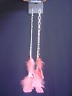 New BEBE in Gold Crystals Coral Pink Feather Duster Earrings Evening Clubbing