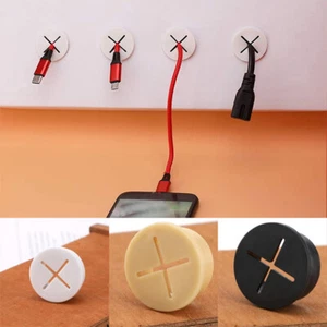 PC Computer Desk Silicone Grommet Table Cable Tidy Wire Organizer Hole Cover New - Picture 1 of 21