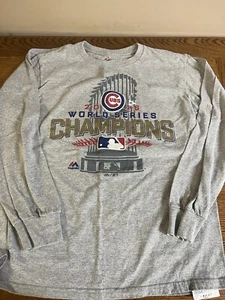 Mens Majestic MLB Chicago Cubs 2016 World Series Champs Long Sleeve Tee Size M - Picture 1 of 6