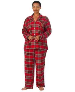 Lauren Ralph Lauren Plus Size 2-Pc. Long-Sleeve Notched-Collar Pajamas Set - Picture 1 of 7