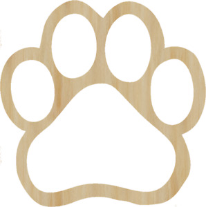 Paw Print Shape Unfinished Wood Craft Cutout Shapes Any Size Cut Out