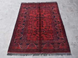 3'6 x 5 alfombra de área de lana afgana anudada a mano tribal khal muhammadi, alfombra persa 3x5 - Imagen 1 de 10