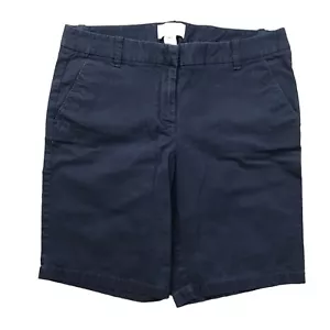 J. Crew Women's Bermuda Shorts Size 6 Navy Blue Cotton Blend Chino Shorts - Picture 1 of 9