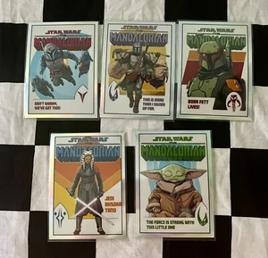 2022 Topps Chrome Star Wars The Mandalorian Comic Artwork Cards Full Set Of 5 NM - Picture 1 of 2