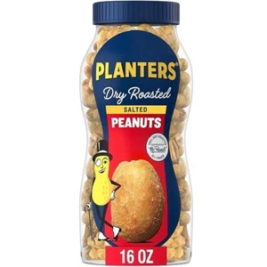 Planters Salted Dry Roasted Peanuts 16 oz - Picture 1 of 5