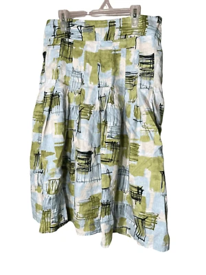 Falda cinta métrica estampado abstracto 100 % lino talla 6 Foto 1 de 4