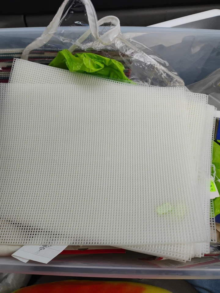 Lot of 21 Sheet Plastic Canvas Sheets 7-mesh 13-1/2"x 10-1/2" Vintage  - Image 1 of 1