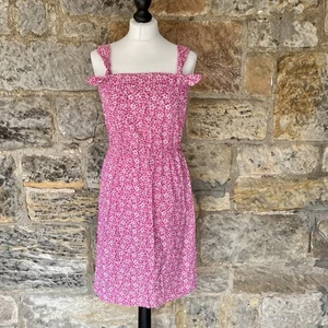 Vintage Floral Sun Dress S 8 10 Handmade Bow Tie Straps Cottage Core 60s Pink - Picture 1 of 9