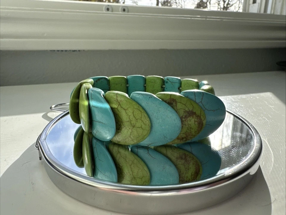 Green And Teal Stone Bracelet  - Image 1 of 3