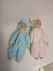 2 Vtg  Bunny Girl 9” Porcelain Face Blond Costume - Picture 1 of 4