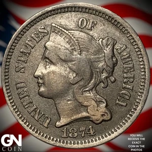 1874 3 Cent Nickel Piece Z6566 - Picture 1 of 2