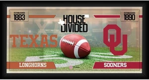 Texas Longhorns vs Oklahoma Sooners Framed 10x20 House Divided Football Collage - Picture 1 of 1