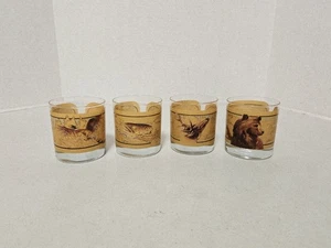 Avon Wildlife Series 10oz Beverage Glass Set Deer Grizzly Bear Pheasant Trout - Picture 1 of 10
