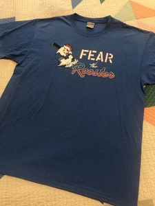 Fear The Rooster Baseball T-shirt Men’s Size Large Red, White, & Blue - Imagen 1 de 5
