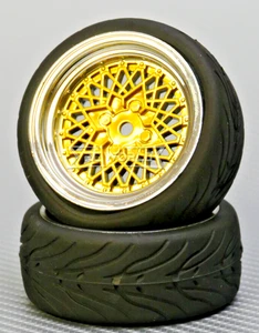 RC Car 1/10 STREET WHEELS Vintage GOLD MESH WORK 3MM Chrome LIP -GOLD- (4pcs) - Picture 1 of 9