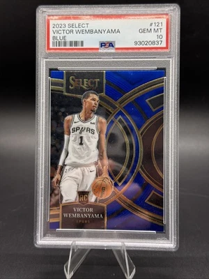 2023-24 Panini Select - Premier Level Victor Wembanyama #121 Blue (RC) PSA 10 - Image 1 of 2