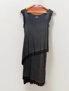 DKNY Jeans Asymmetrical Cape and Hem Mini Dress Grey/Black Sleeveless Size S - Bild 1 von 6