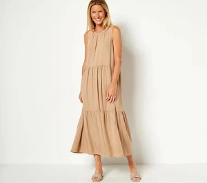 Laurie Felt Sleeveless Tiered Maxi Dress in Sand Size XL - Picture 1 of 1