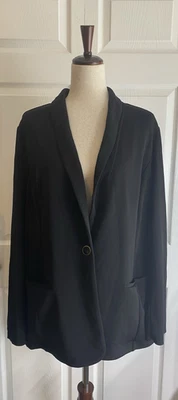 Blazer Susan Graver Mujer XL Negro Un Botón Elastizado Tejido Chaqueta Oficina Informal Foto 1 de 4