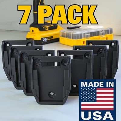 7 Pack DeWALT Battery Mounts 20V/60V Wall Holders Hangers – Made in USA Black