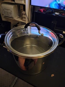 Tramontina Lock & Drain Pasta Cooker Pot with Strainer Lid 8 QT Stainless Steel - Picture 1 of 6