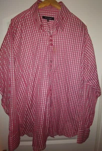 BOGOSSE Shirt Red Plaid Square Silver/Red Button Leather Cuff Strap Size 7 XXXL - Picture 1 of 4