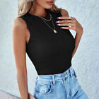 Womens Ribbed Slim Fit Tank Tops Vest Sleeveless Summer Casual Beach T-Shirt 14