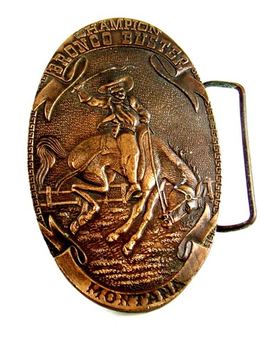 Fibbia per cintura Cowboy Champion Broncho Buster Montana di Bergamont