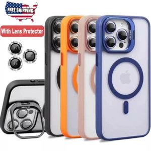 Camera Stand Mag Safe Case for iPhone 16 15 14 Plus 13 Pro Max + Lens Protector - Picture 1 of 16