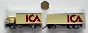WIKING 1:87 LkW DAF 3300 ICA Koffer Hz. gelb/grau/rot H0 WM Hängerzug Modell - Bild 1 von 9