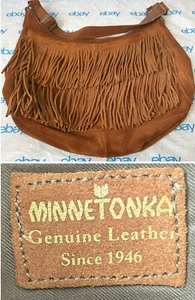 Minnetonka Suede Leather Fringed 14"x10" Purse NICE! - Picture 1 of 6