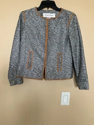 Blazer Chaqueta Top Doncaster Gris y Blanco Tejido Mezcla Seda Talla 4 Foto 1 de 4