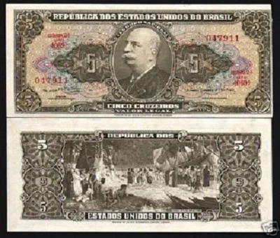 BRAZIL 5 CRUZEIROS P-176 1962 X 100 Pcs Lot Bundle AMAZON DE LA RUE UNC BANKNOTE - Image 1 of 4