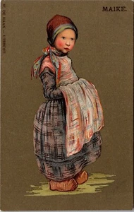 Maike May Dutch Girl with Apron Postcard - Picture 1 of 2