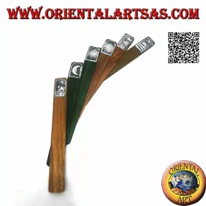 Set di 6 segnalibri stretti in legno di teak con piastra di alpacca (3) - Foto 1 di 2